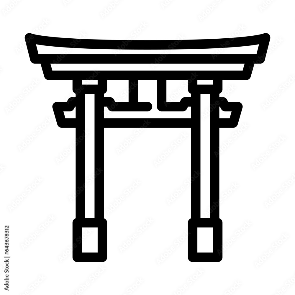 torii gate shintoism line icon vector. torii gate shintoism sign. isolated contour symbol black illustration