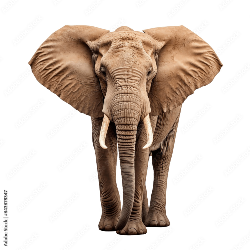 Majestic African Elephant on Isolated Background. Generative AI