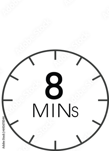  8 minutes clock timer sign vector design suitable for many uses