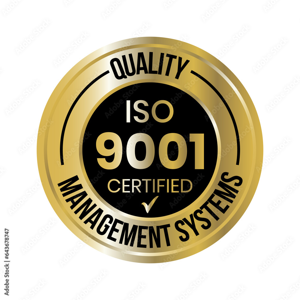 ISO 9001 Certified Rubber Stamp, Badge, Label, Logo, QMS Standard, International Quality Management Systems Approved Emblem With Check Mark, Business Design Elements Transparent