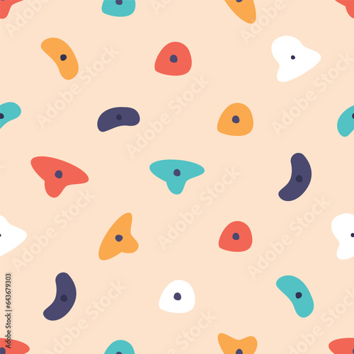 Seamless Pattern Showcasing Climbing Wall Ledges, Creating A Dynamic Adventurous Design. Tile Background For Bouldering