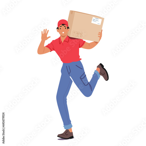 Rushing Courier Swiftly Delivers Parcel, Ensuring Prompt And Secure Delivery. Timely Service For Urgent Shipment