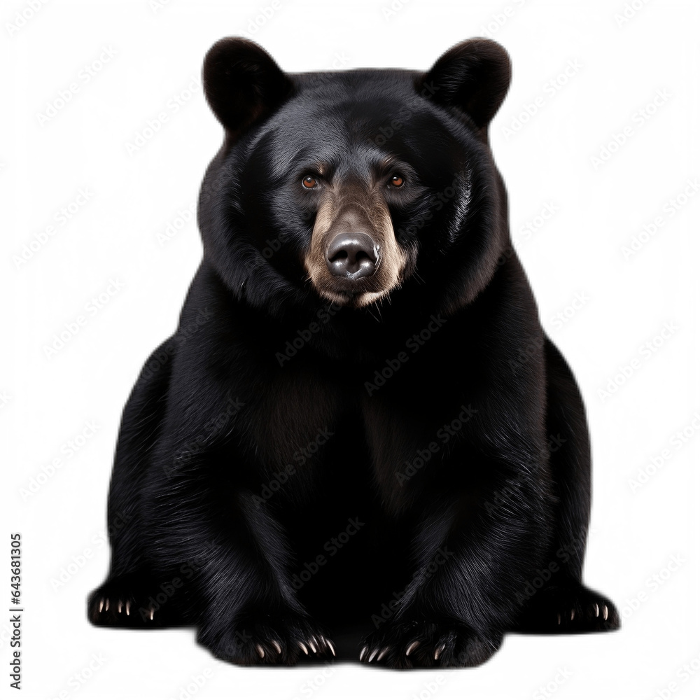 Majestic Black Bear on Isolated Background. Generative AI