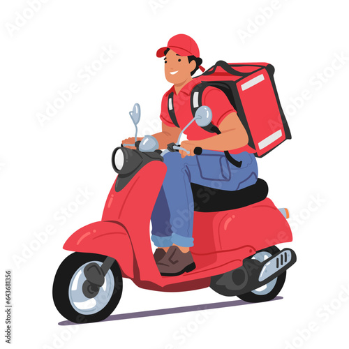 Efficient Courier Character On A Nimble Scooter, Swiftly Navigating Through Traffic To Deliver Packages Promptly