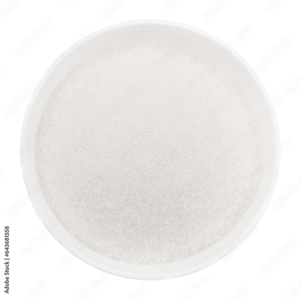 Sugar sand in a bowl on a white background close-up. View from above. Sugar Sugar sand in a bowl on a white background close-up. View from above. Sugar