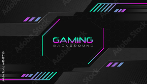 Abstract futuristic black and gradient gaming background with modern esports shapes