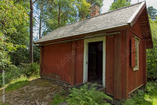 Aleksis Kivi`s cottage from Siuntio at Seurasaari Open-Air Museum, Helsinki, Finland.