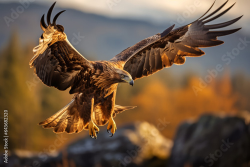 Flying golden eagle