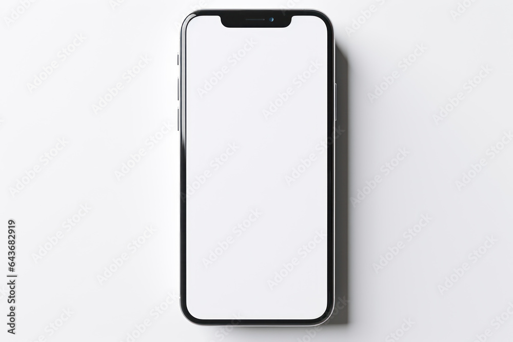 Modern Smartphone Isolated on White Background, Generative Ai