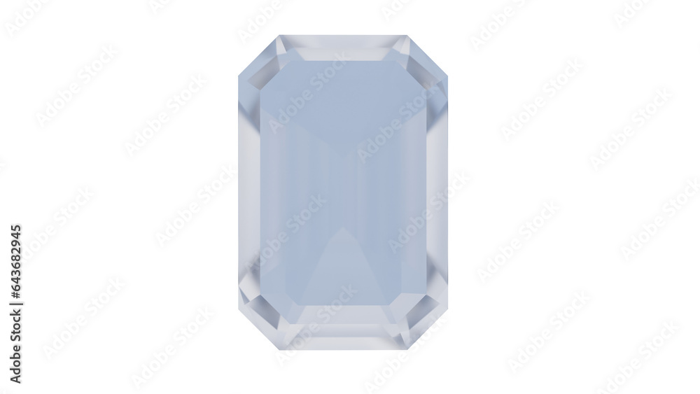 Square diamond isolated on transparent and white background. Gemstone concept. 3D render Square diamond isolated on transparent and white background. Gemstone concept. 3D render