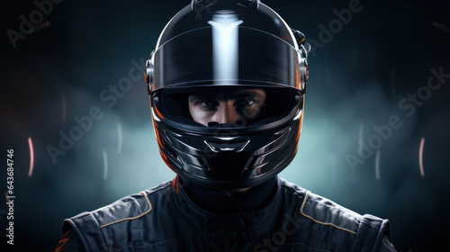 F1 Ace: Portrait of a Formula One Pilot Sporting a Helmet, True Essence of an F1 Driver. © Ai Studio
