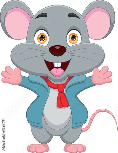 cartoon cute mouse waving