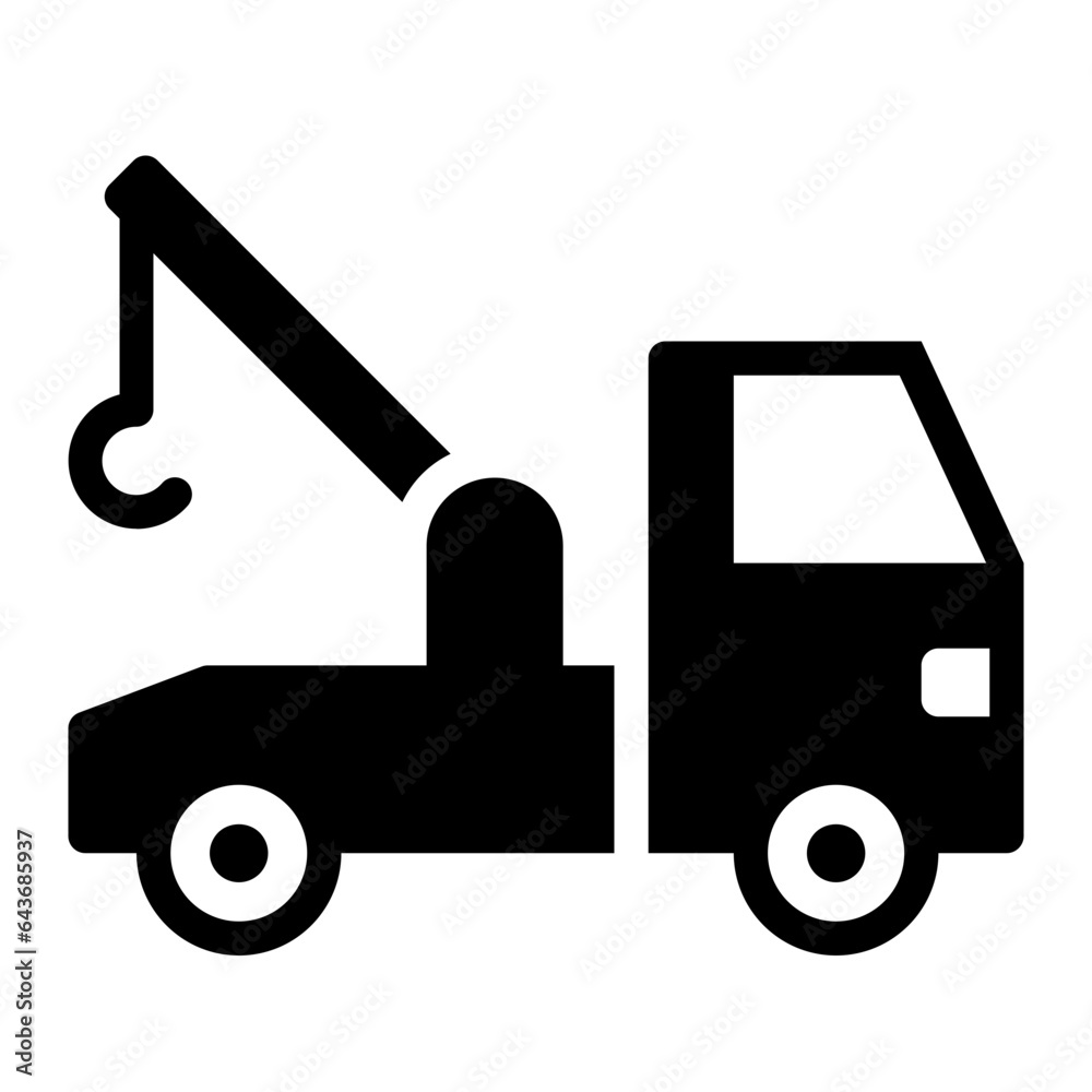 Tow Truck Vehicle solid glyph icon