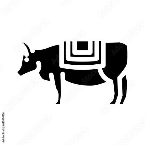 cow sacred animal hinduism glyph icon vector. cow sacred animal hinduism sign. isolated symbol illustration