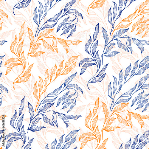 Lovely stylized tree leaves endless pattern. Organic foliage summer motif.