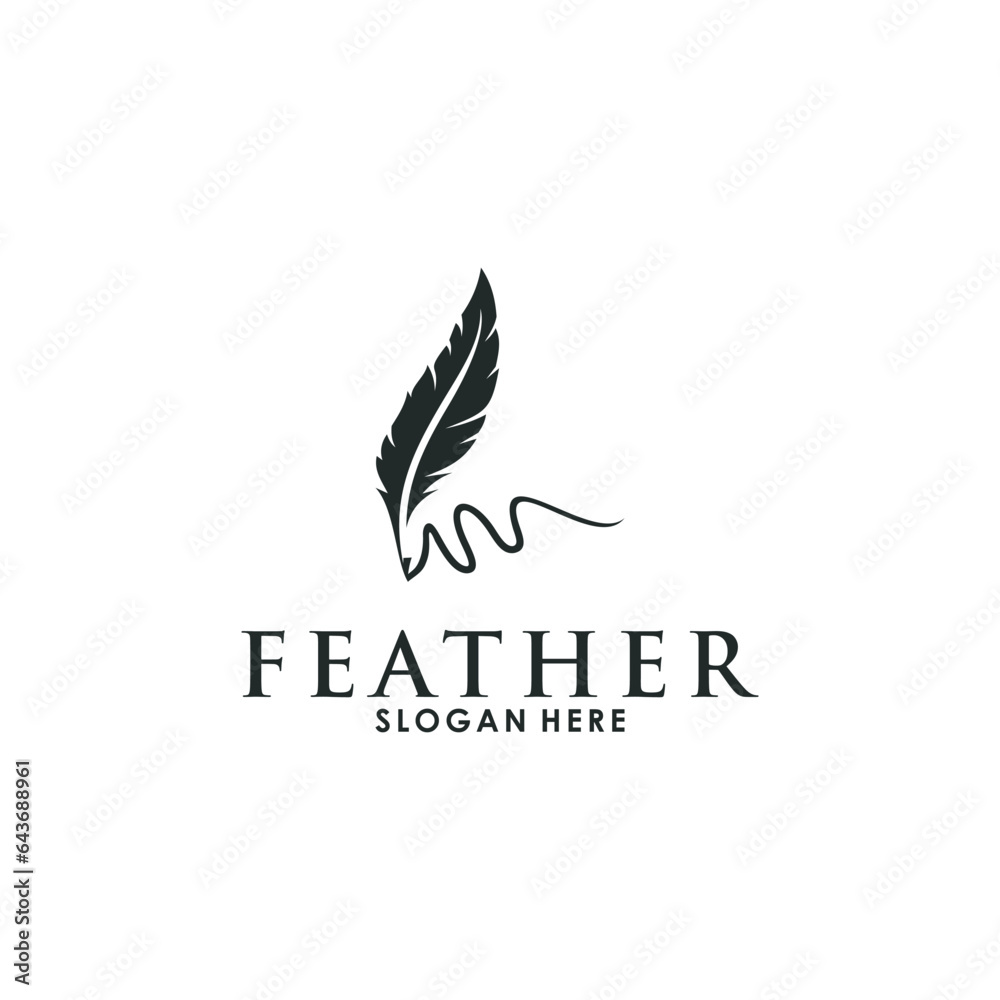 Obraz premium feather logo template vector icon, creative feather logo design