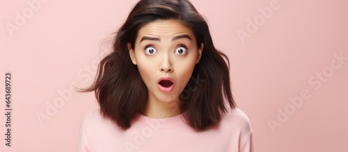 Surprised Asian woman with ...