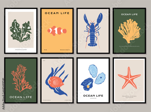 Bohemian collection of marine illustrations for wall art gallery