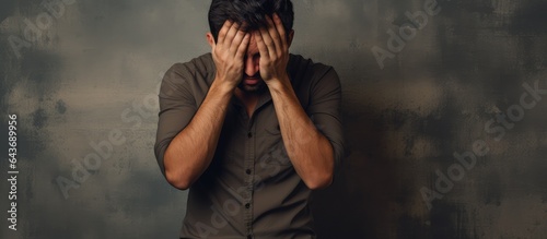 Sad frustrated young man hi...