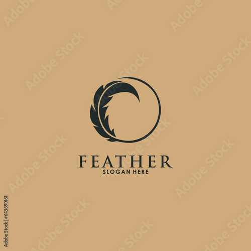 feather logo template vector icon, creative feather logo design