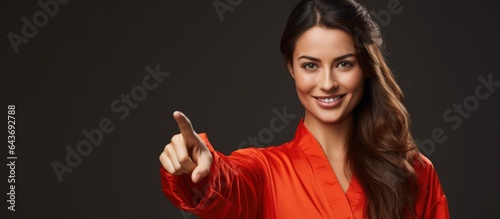 Smiling young woman in kara...