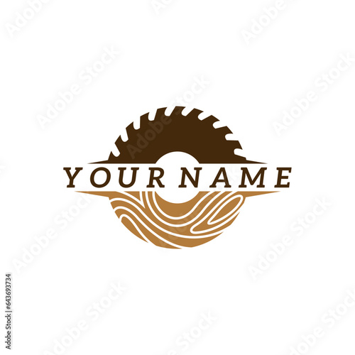 Wood cutter logo design Template. Creative Wood logo vector illustration.