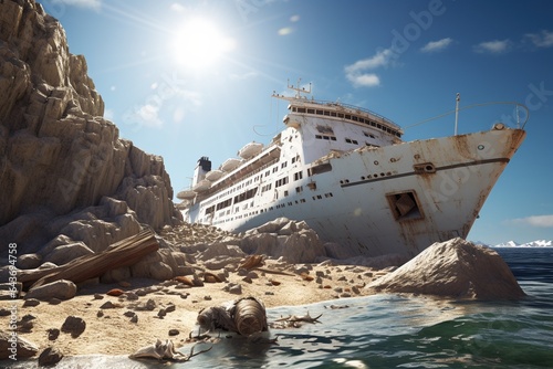 cruise ship has run aground and been shipwrecked