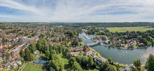 Amazing panorama aerial view of Marlow, the travel location along River Thames, England