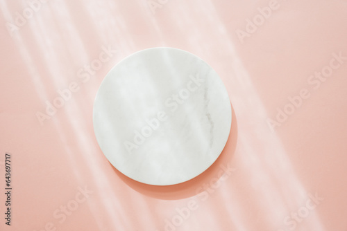 White marble cosmetic podium product design