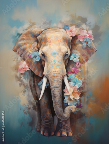 An elephant with florals