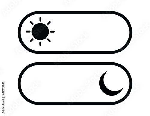 Light and Dark mode buttons vector icons set. Element for mobile app ui design or website. Light and dark mode. Vector illustration.