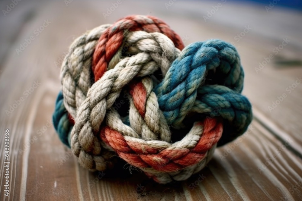intricate sailing knot on a weathered rope
