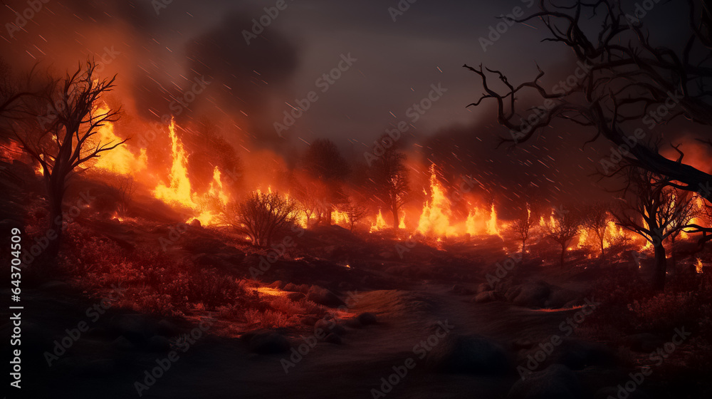 The concept of large forest fire disasters occurring all over the world today.