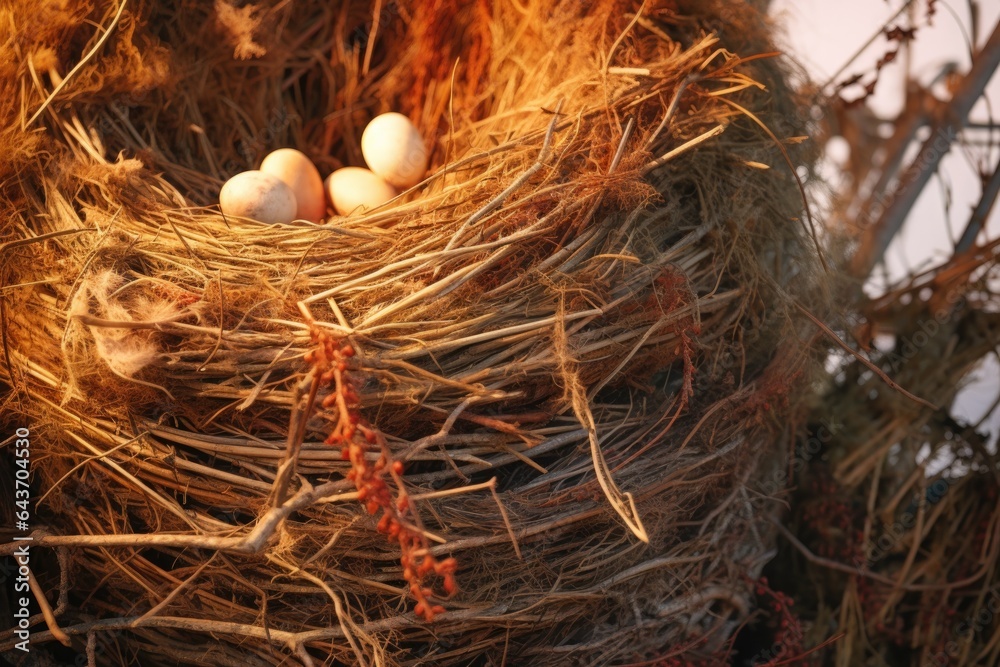 detailed texture of nest materials in sunlight detailed texture of nest materials in sunlight