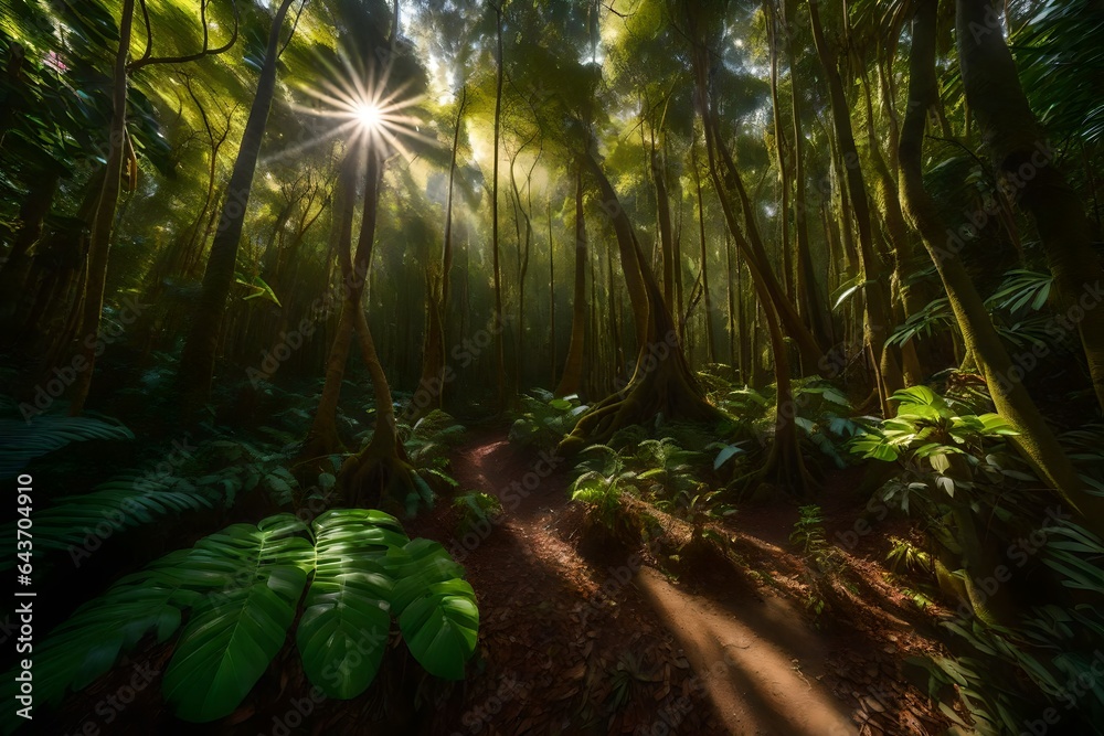 Naklejka premium rain forest in the morning