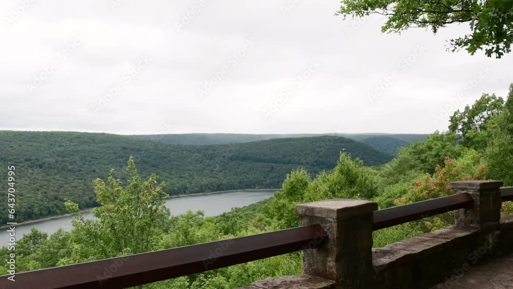 Rimrock viewing platform Allegheny state park early fall season, overcast sky, travel destination, Pennsylvania USA Rimrock viewing platform Allegheny state park early fall season, overcast sky, travel destination, Pennsylvania USA