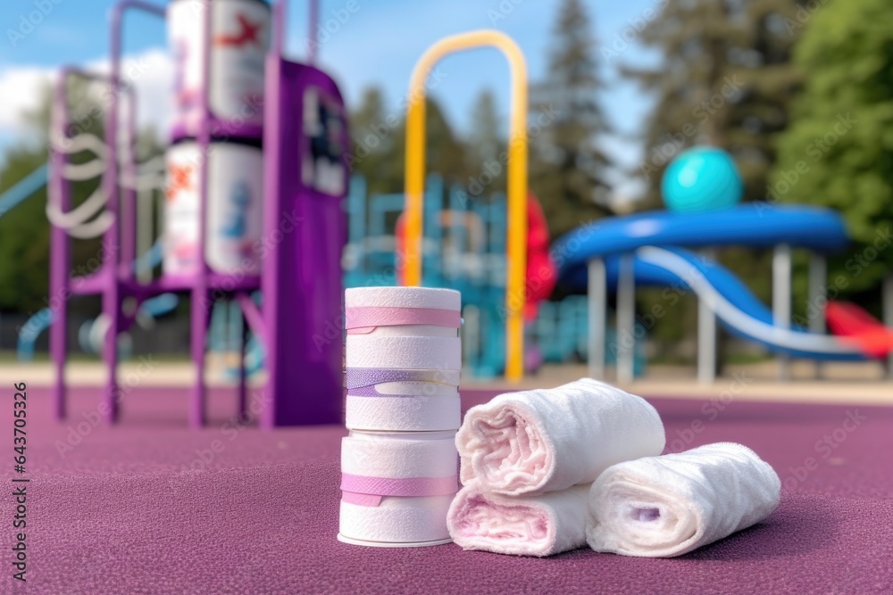 disinfectant wipes next to playground equipment