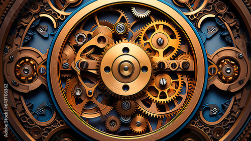 Interlocking gears in an abstract clockwork