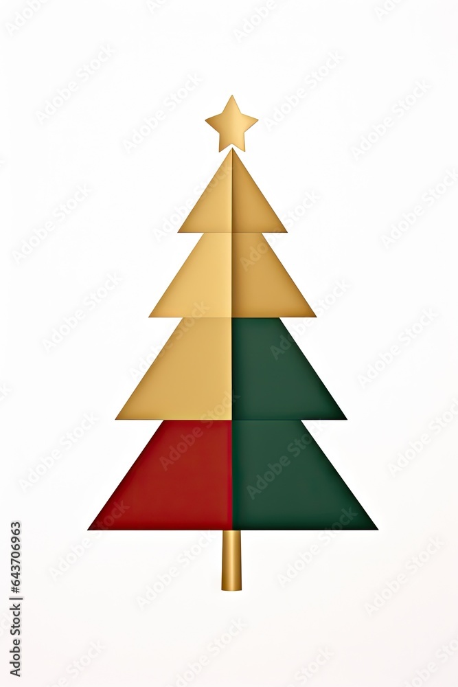 Fototapeta premium A beautifully decorated Christmas tree with a shining star on top