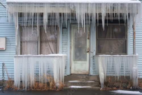 icicles surrounding a frosted window frame