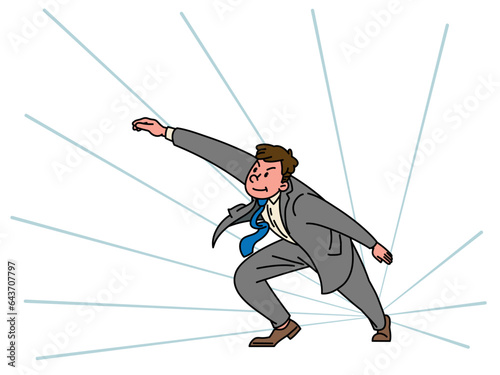 A businessman running fast. Business people vector clipart.