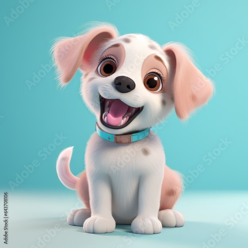 cute puppy  pastel background. 3d render