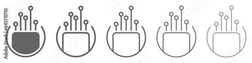 Set of optic fiber cable icon. Optic or fiber cable, network connection, computer wire, fibre broadband logo. Data traffic, repair solutions. Data transfer symbol isolated on white background. Vector.