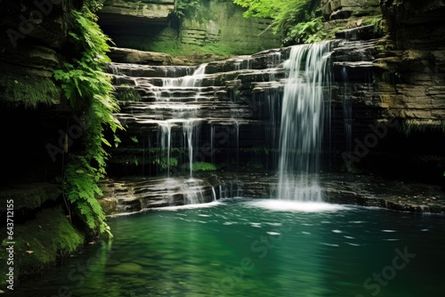 waterfall cascading into a natural pool