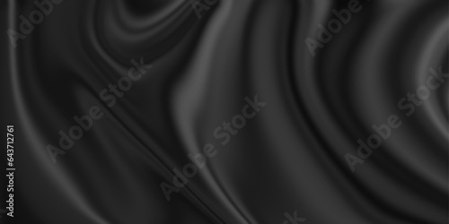Abstract background with black satin silky cloth smooth texture. Black satin fabric. luxury satin fabric. 3D background with waves. Flow poster. Black and white vector soft curve of canvas and wave.