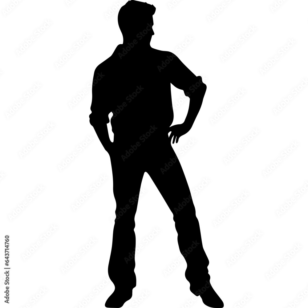 Business man in shirt, vector silhouette