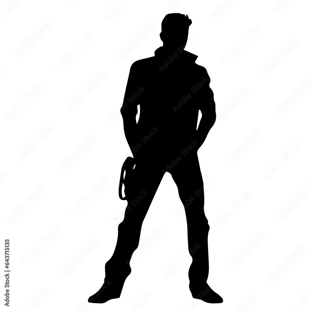 Business man in shirt, vector silhouette