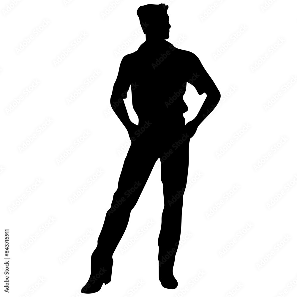 Fototapeta premium Business man in shirt, vector silhouette