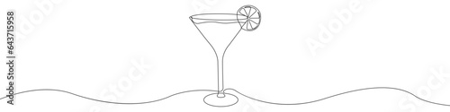 Cocktail glasses one line hand drawn vector icon. Vector continuous background cocktails set. Alcoholic drinks vector icon. Outline cocktails continuous line vector.