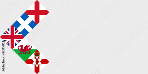 unity concept. england, scotland, united kingdom, wales and northern ireland flags. vector illustration